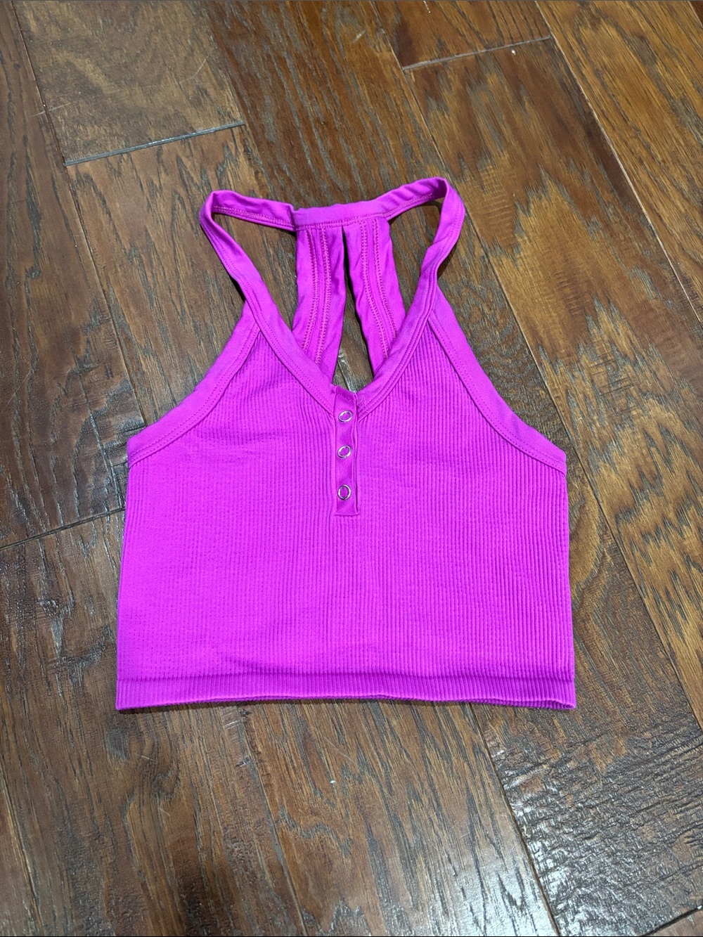 FP Movement by Free People Cropped Ribbed Racerback Tank - Bright Magenta